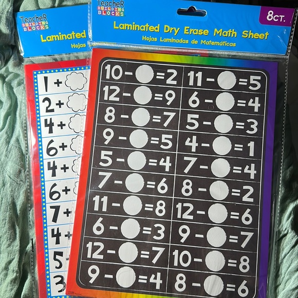 2 Packs of Laminated Dry Erase Math Sheet - Picture 1 of 2